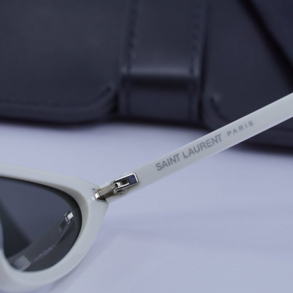 Saint Laurent SL703 003 Cat Eye Sunglasses - Ivory/Grey - Picture 7 of 9